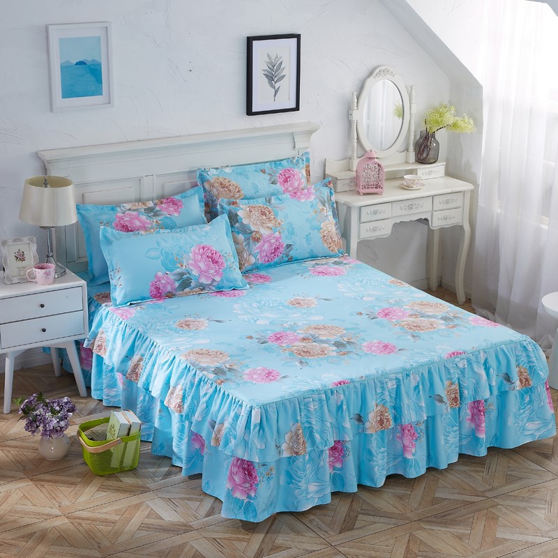 新品纯棉床罩单件床裙四件套床套防滑保护套双人1.5m1.8m2.0m米