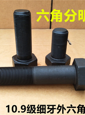 M12*1.25/1.5 10.9级细牙外六角螺丝 细丝螺钉 细扣螺栓30x40-150