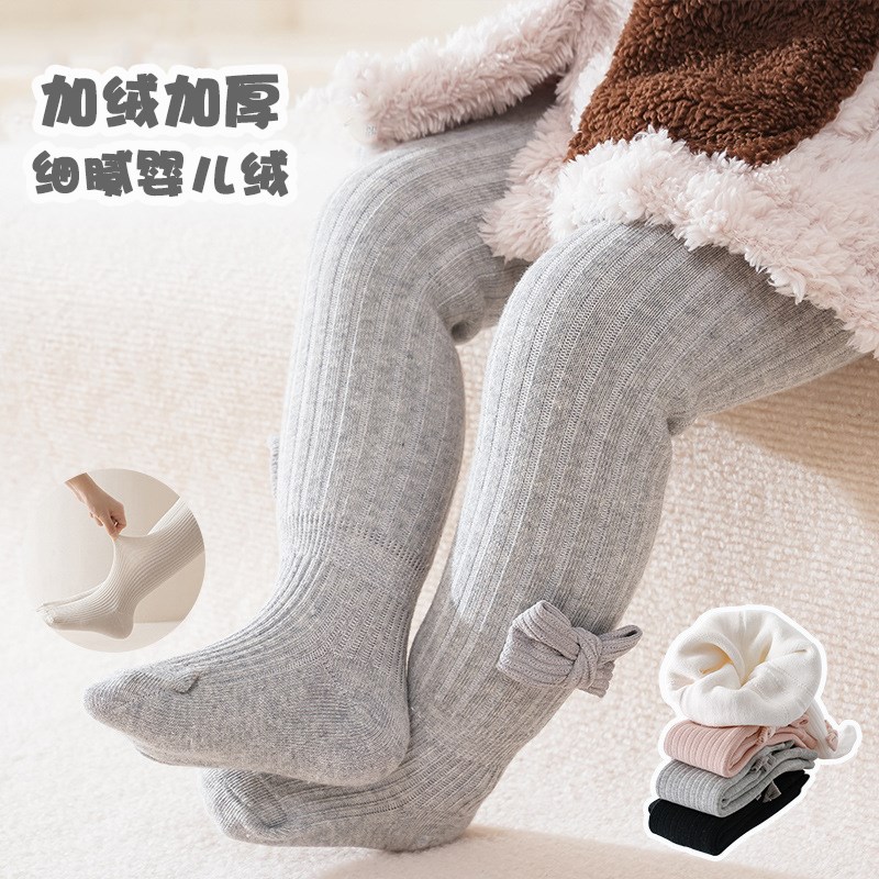 婴儿连裤袜冬款加厚大PP宝宝打底裤袜加绒纯棉保暖连脚女童连体袜