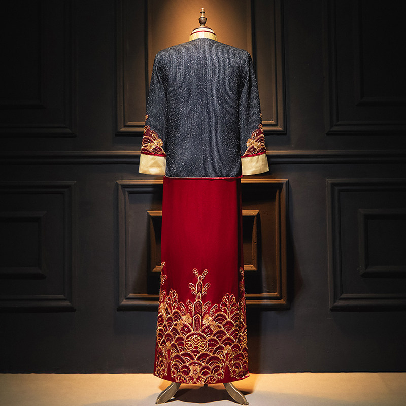 秀禾服新郎2023新款中式大码男士结婚敬酒礼服唐装龙凤褂男接亲服