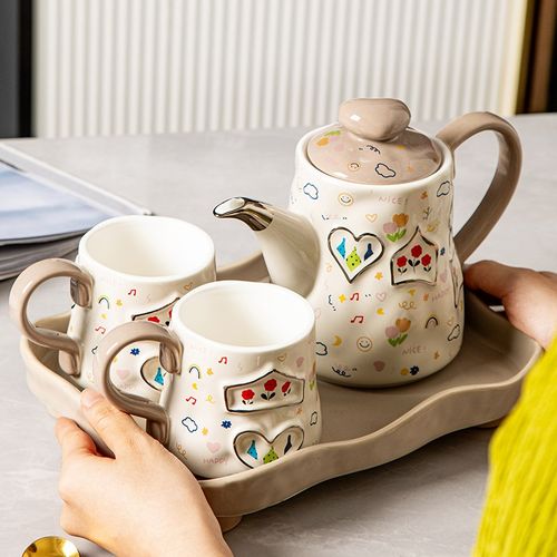 高端水杯套装2024新款陶瓷水具家用客厅聚会茶具水杯装饰摆件礼品