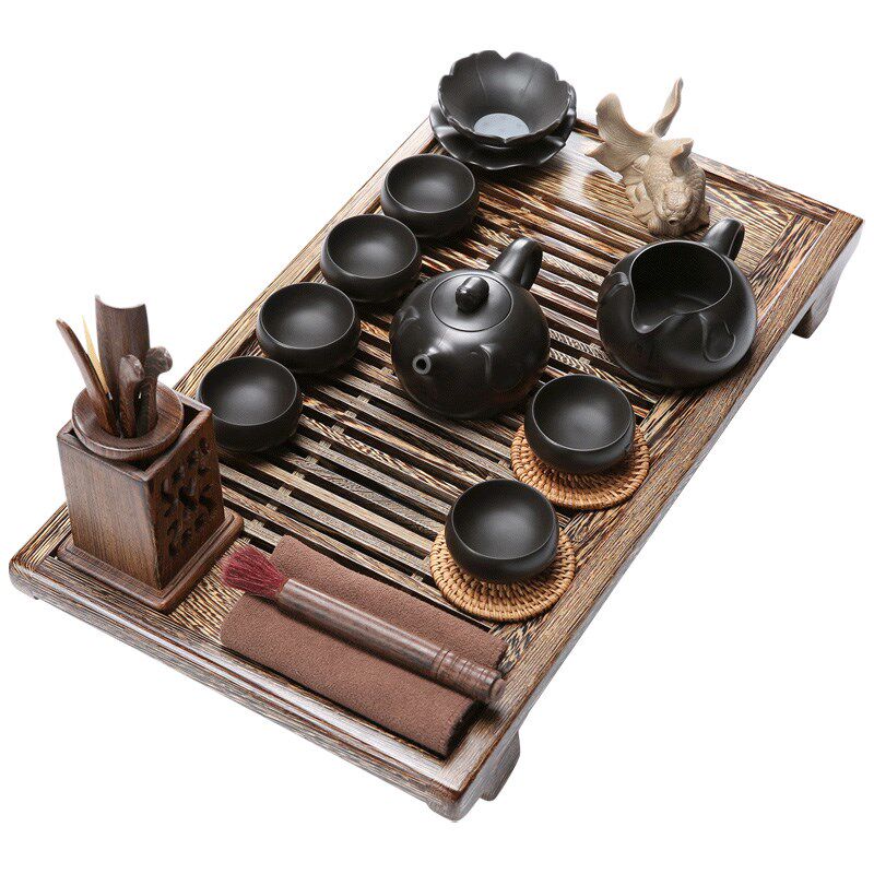 友尚整套紫砂茶具茶盘套装家用鸡翅木实木茶盘茶台茶壶杯沥水托盘