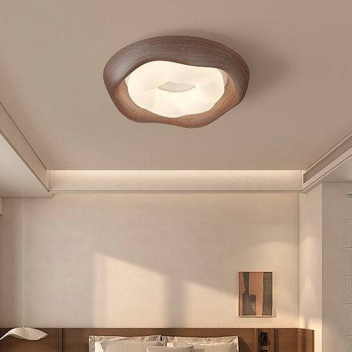 物设艺美卧室吸顶灯复古胡桃木色主卧灯侘寂风全光谱护眼书房灯具