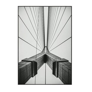 工业风黑白灰客厅装饰画斜拉索桥黑白建筑摄影样板间挂画简约创意