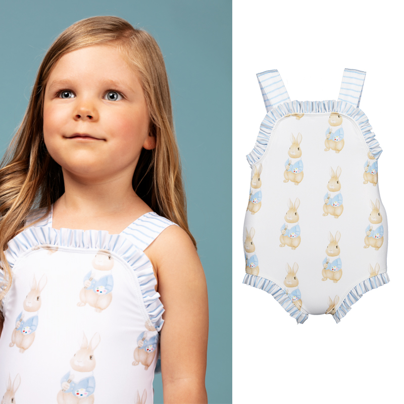 女童泳衣2023欧美夏季婴幼儿连体泳装男童泳裤度假儿童可爱泳装