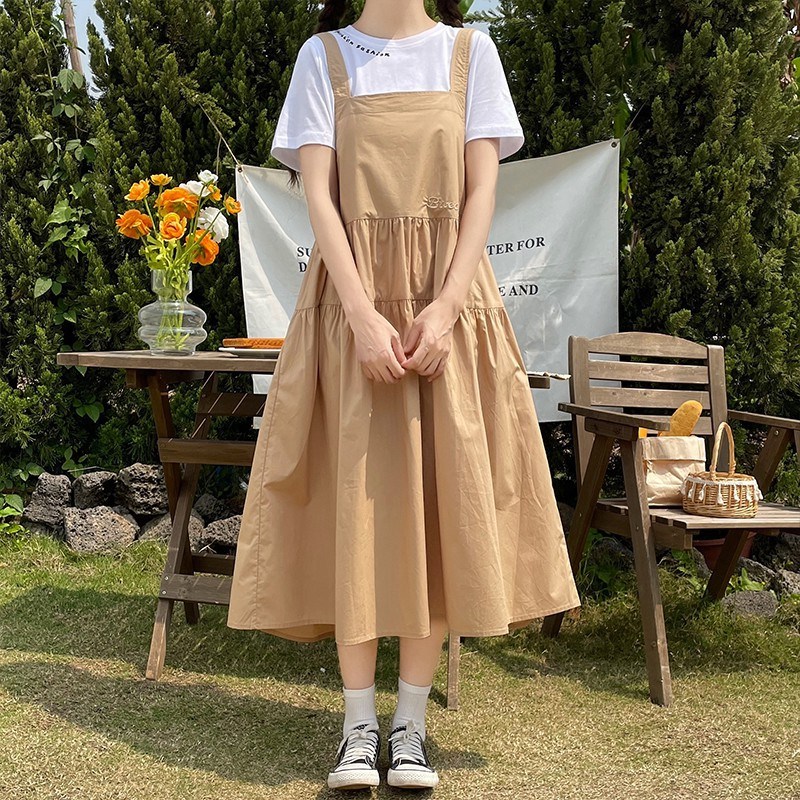 胖女孩背带裙公主裙夏装韩版初中学生加大码显瘦裙子胖女童连衣裙