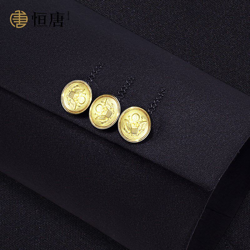 弹力中山装男唐装青中年演出服中国风主持婚庆爸爸新中式结婚礼服