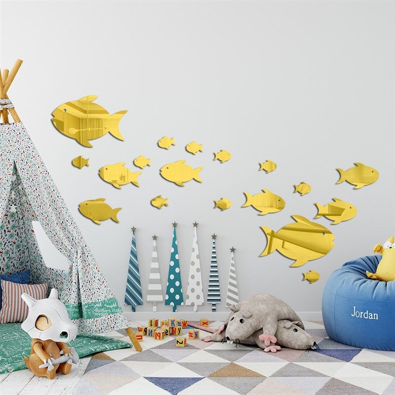 卡通海洋鱼亚克力镜面墙贴客厅儿童房间墙面遮丑装饰卫生间翻新贴,家居饰品,软装墙贴,淘宝优惠券,粉丝福利购,淘宝优惠卷