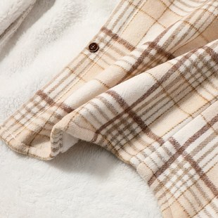 2025年秋冬纯棉格子衬衫女秋冬新款复古宽松百搭磨毛加绒加厚上衣