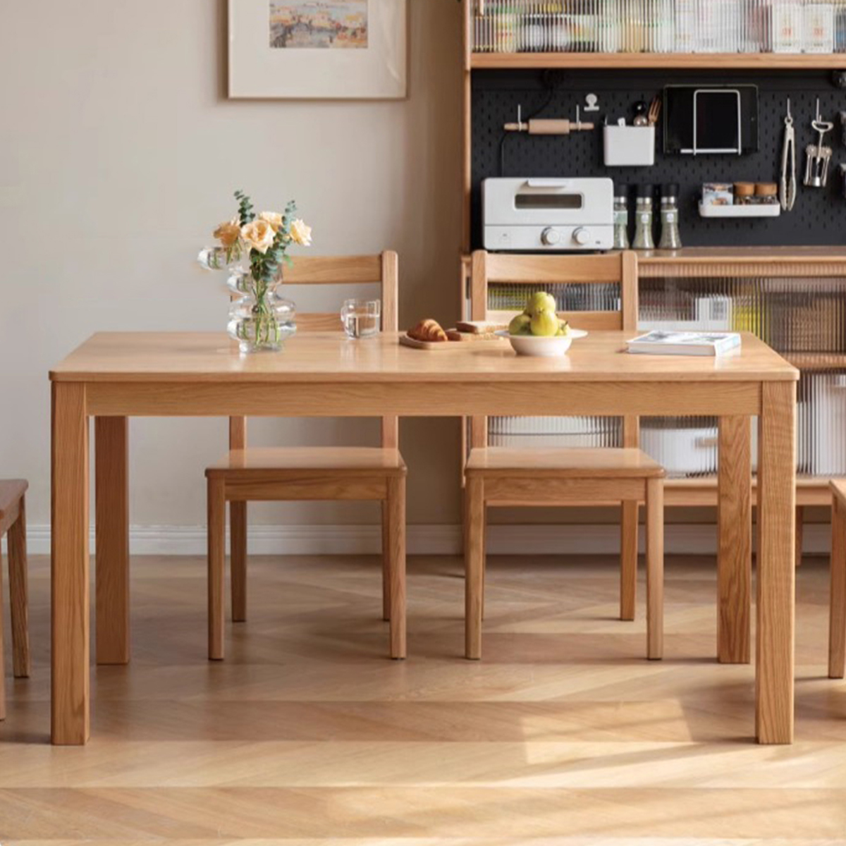 榉木餐桌北欧办公桌简约小户型家用餐桌椅榉木定制家具榉木全实木