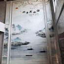 楼岩板电视背景墙现代仿大理石瓷砖楼中楼新中式 别墅挑空客厅复式