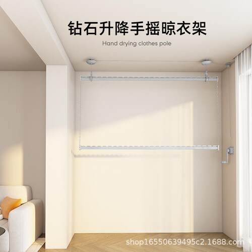 升降晾衣架阳台手摇器晾衣杆顶装自动家用双杆手动式晒衣架凉神器