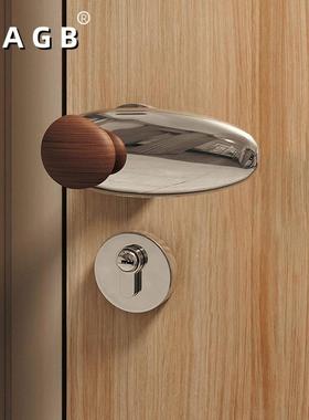 中古风极简银色复古铜房间静音家用木门锁具石来运转磁吸门锁