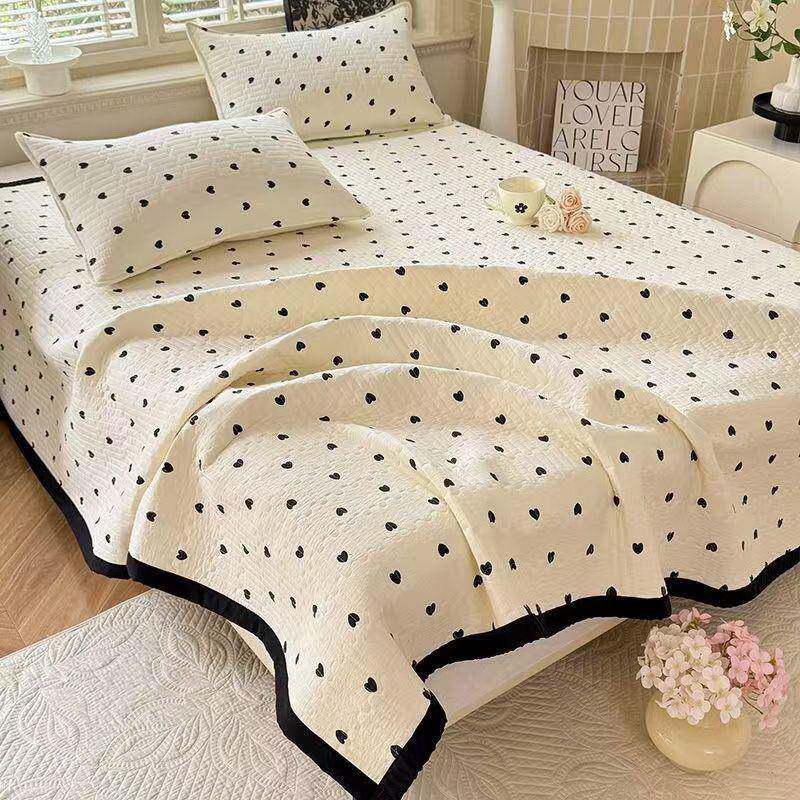 双层纱水洗棉床盖三件套双面可用榻榻米床垫夹棉床单单件床褥