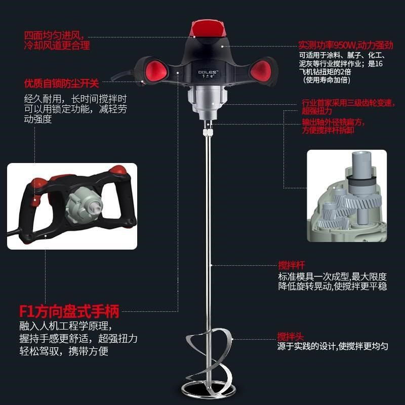 优选多力士681202工业涂料电动搅拌器油漆腻子粉混凝水泥搅拌机打