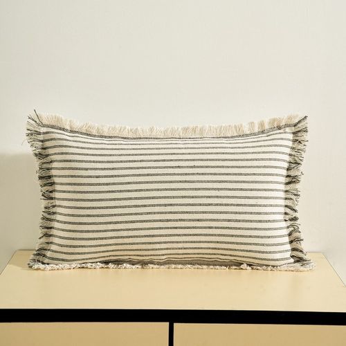 优选简约棉麻抱枕靠垫流苏条纹家居沙发靠枕办公室腰枕加厚透气含