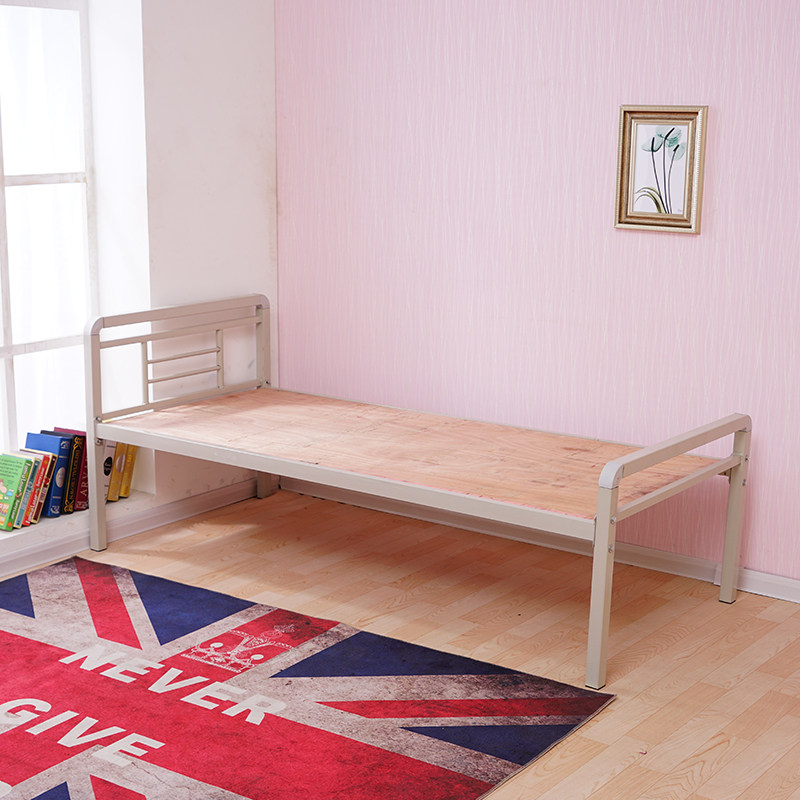 优选铁艺单人床加厚学生床员工宿舍床铁床90宽1.2米单层床硬板床