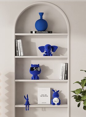 优选克莱因蓝色高级感植绒轻奢装饰品酒柜书柜小众客厅艺术品壁龛