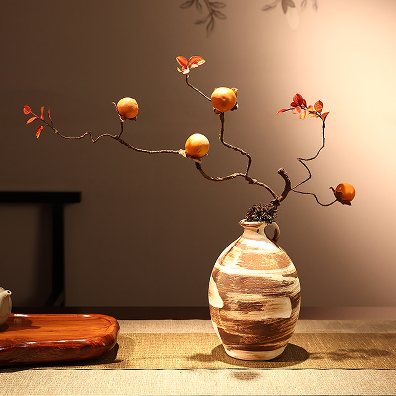 优选日式插花枯枝仿真柿子石榴绿植花瓶套装酒店茶室造景客厅摆件,家居饰品,仿真花/假花,淘宝优惠券,粉丝福利购,淘宝优惠卷