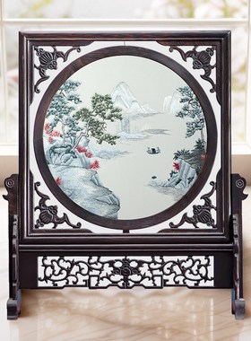 优选手工双面绣刺绣摆件屏风客厅装饰画苏绣中式工艺品台屏礼品礼
