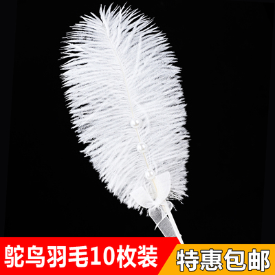 生日蛋糕装饰鸵鸟羽毛摆件珍珠羽毛插件插牌唯美生日烘焙甜品装饰