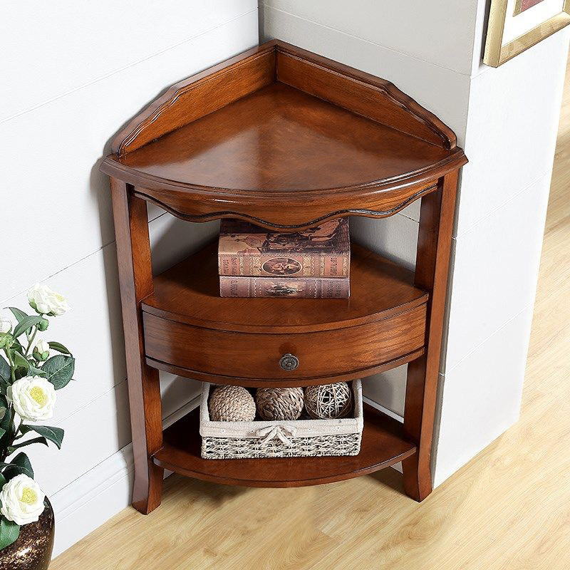 美式实木转角柜墙角柜客厅置物储物架子省空间角落转角拐角柜