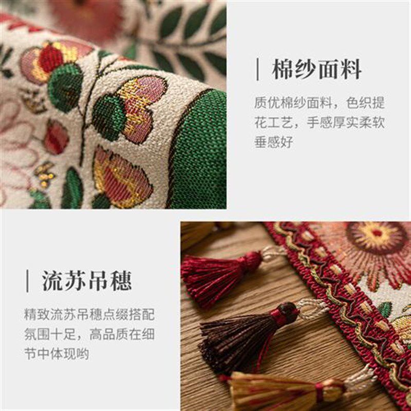 2024年新款田园风餐桌布长条布艺装饰民宿电视柜盖巾餐厅桌旗