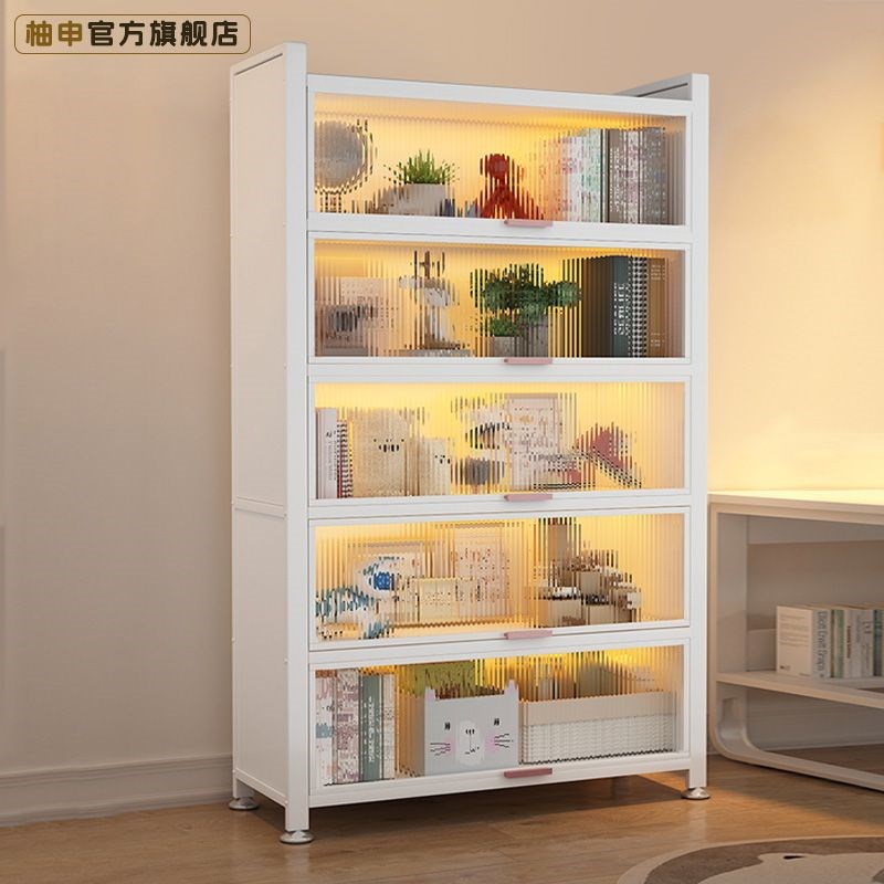 钢制书柜带门多层落地家用客厅书房儿童收纳储物柜防尘置物架书架