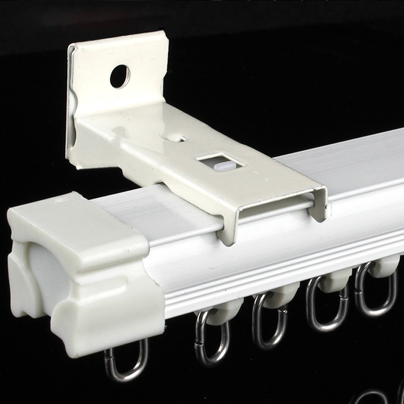 铝合金轨道单轨双轨可弯轨道 顺滑顶装侧装窗帘滑轨轮滑静音轨道