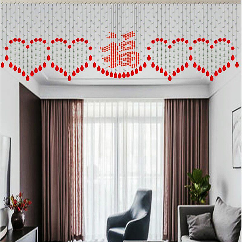 水晶珠帘门帘隔断帘客厅装饰成品心形帘子玄关阳台挂帘厨房免打孔