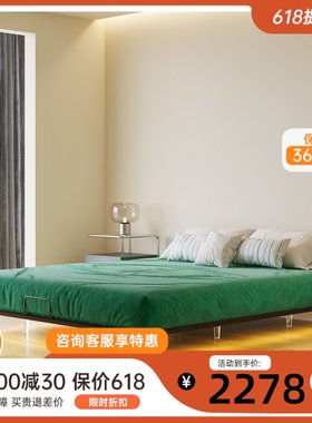 政府补贴无床头悬浮床碳素钢架子床感应灯带零甲醛双人床婚床主卧