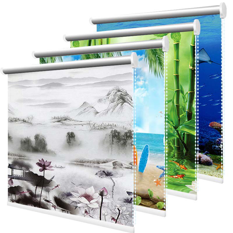 免打孔升降卷帘窗帘卧室遮阳遮光厨房百叶窗防水卫生间洗手间卷帘