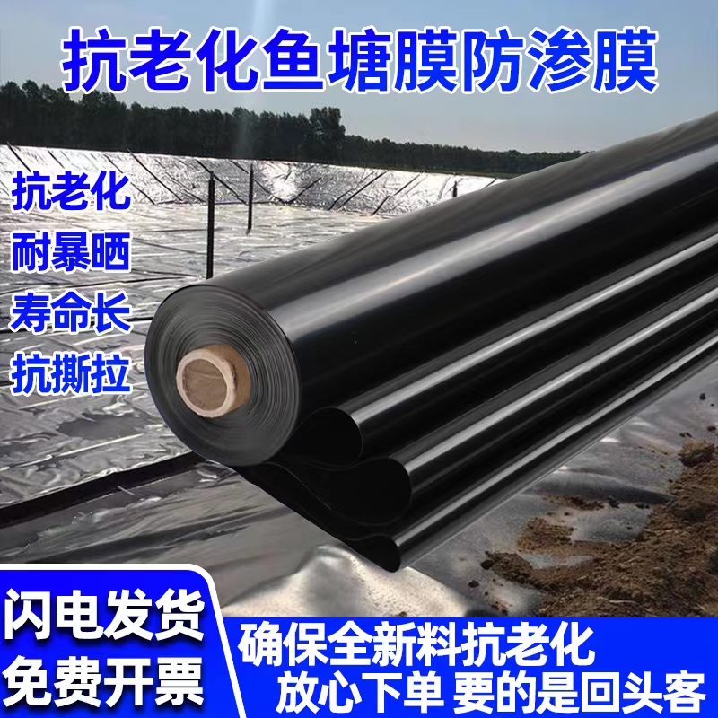 鱼塘防渗膜鱼池护坡防水布养殖专用黑色土工膜防漏塑料布加厚地膜