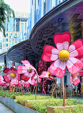 优选铁艺太阳花金属摆件商场广场花朵造型装饰布置户外场景装饰品