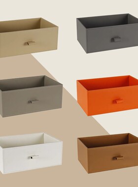 优选高级感衣帽间首饰整理抽屉式皮革收纳箱盒轻奢定制家具配套软