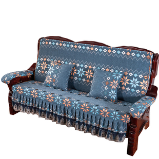 优选实木沙发垫带靠背连体加厚海绵中式 联邦春秋椅红木头沙发坐垫