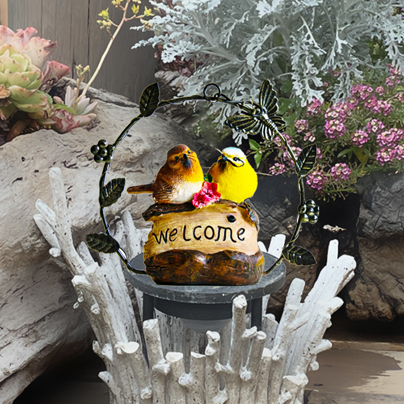 优选会叫的仿真小鸟装饰摆件挂件铁艺花园庭院阳台露台小院景观布