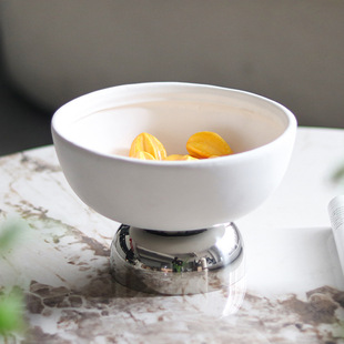 极简圆形果盘果碗摆件样板房酒店会所桌面艺术氛围感干果盘装饰品