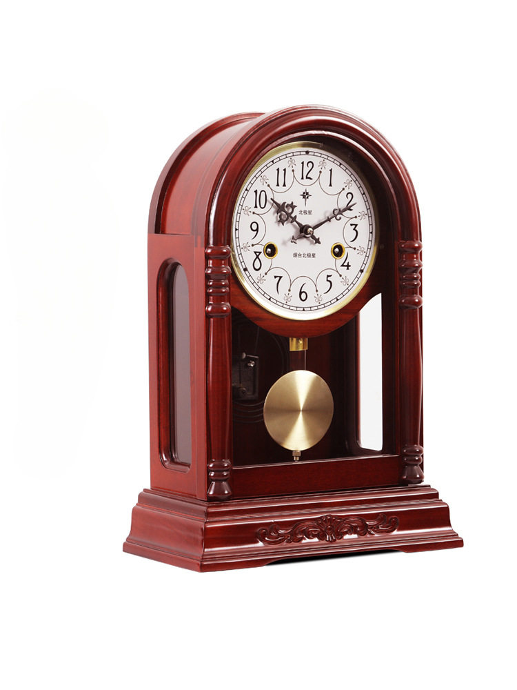 ?复古机械座钟中堂客厅桌面台钟茶几报时钟表老式台式摆木