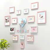 心形照片墙装 饰免打孔布置爱心相框墙卧室墙面挂墙组合背景墙创意