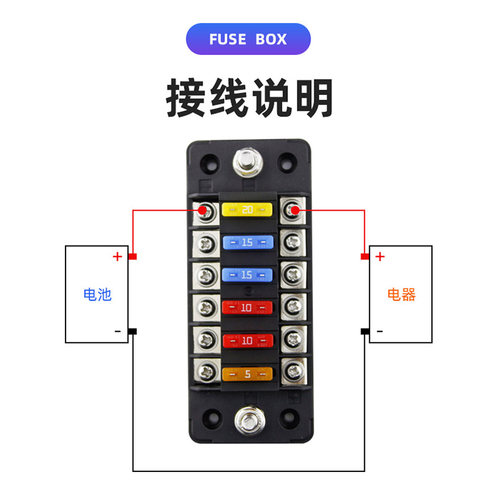 改装专用汽车保险丝盒612进612出螺丝螺母固定多路保险丝座阻燃