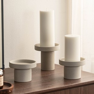 精选简约覆古陶瓷烛台托盘香薰蜡烛台座高级感高脚底座轻奢氛围感