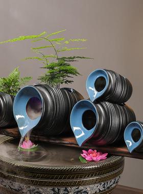 循环水摆件，生态水箱，美丽古养鱼开箱，流水罐，陶罐过滤器，庭