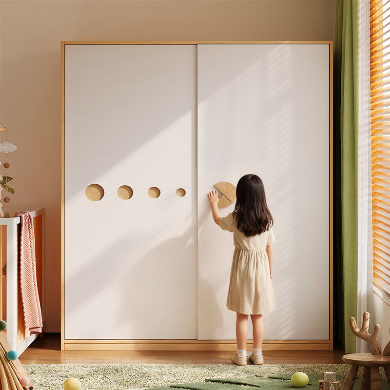 全实木橡木儿童衣柜组合现代简约男孩女孩小户型卧室家用收纳衣橱