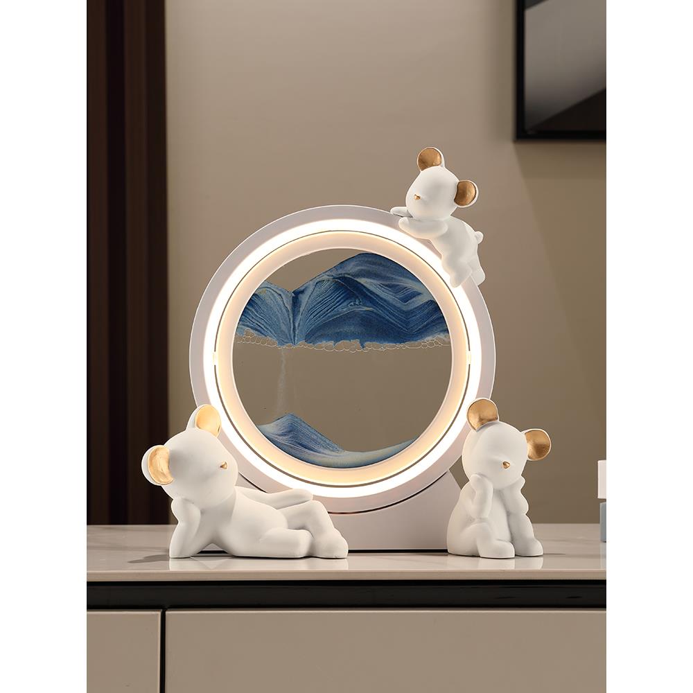 创意夜灯流沙画沙漏摆件入户客厅酒柜装饰轻奢高档搬新家乔迁礼品