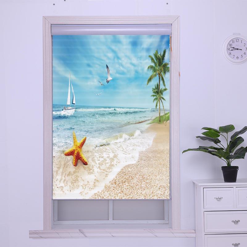 百叶遮阳光上下卷帘香格里拉柔纱帘客厅儿童房餐厅卧室免打孔窗帘