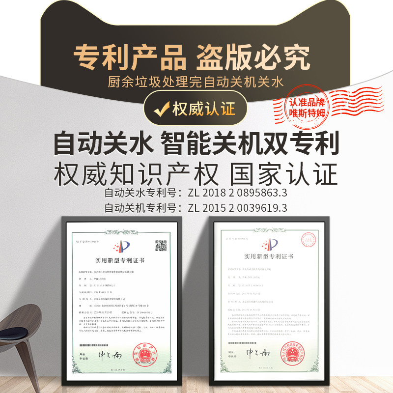 唯斯特姆A76厨房余家用残渣湿食物垃圾处理器餐搅破粉碎机下水道
