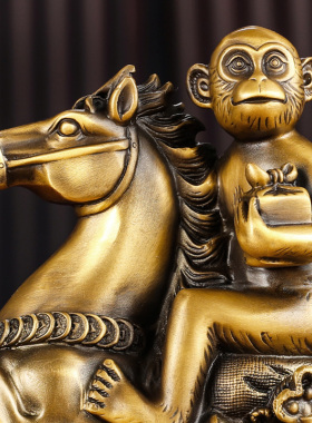 精选马上封侯铜马猴子摆件办公室创意装饰品招财旺事业送领导商务