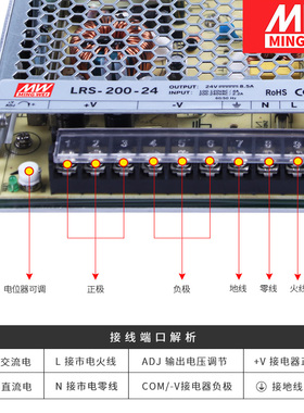 变压直流LRS-200W-12V16A 24V10A工业监控LED开关电源48V36V脉冲