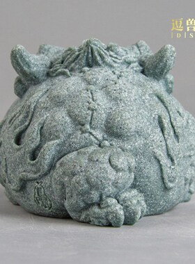 精选逗兽记鱼缸假山造景青砂石通宝金蟾家居创意精品国潮桌面茶宠